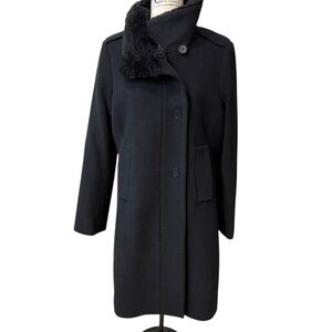 Talbots Black Wool Blend Quilt Lined Coat Side Pockets Black Size 12